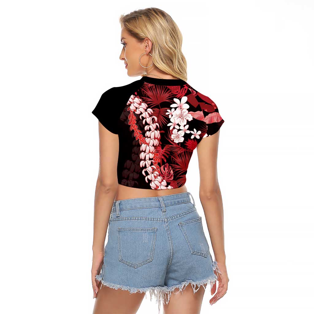 Ulaula Aloha Hawaii Lei Raglan Cropped T Shirt Tropical Flowers Elegant Vibe - Polynesian Pride