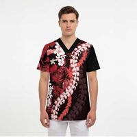 Ulaula Aloha Hawaii Lei Scrub Top Tropical Flowers Elegant Vibe - Polynesian Pride