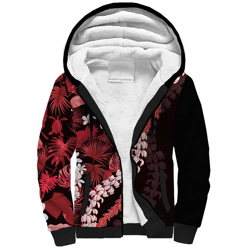 Ulaula Aloha Hawaii Lei Sherpa Hoodie Tropical Flowers Elegant Vibe - Polynesian Pride