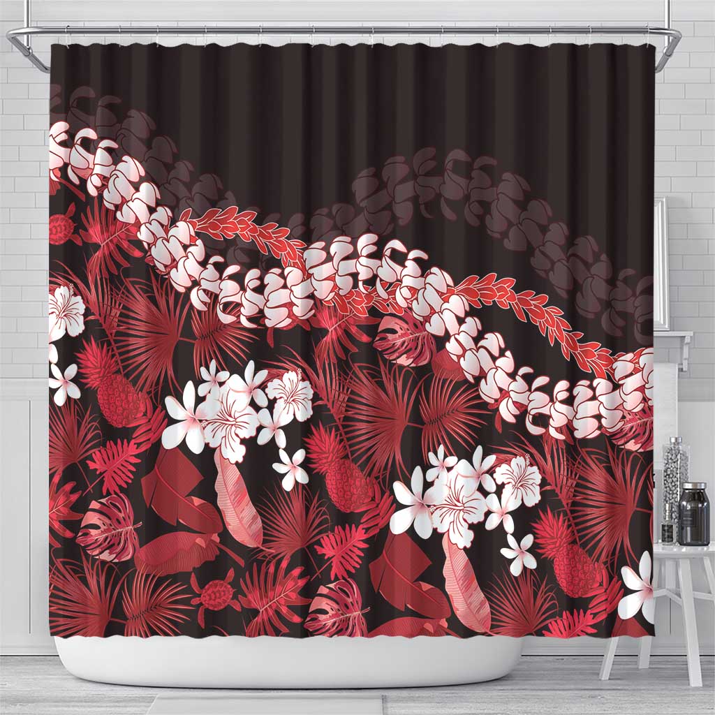 Ulaula Aloha Hawaii Lei Shower Curtain Tropical Flowers Elegant Vibe - Polynesian Pride