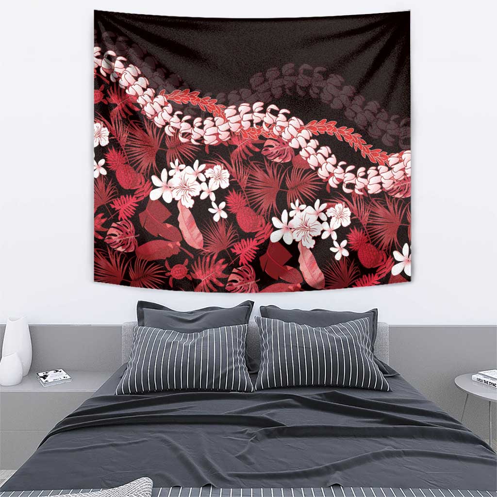 Ulaula Aloha Hawaii Lei Tapestry Tropical Flowers Elegant Vibe - Polynesian Pride
