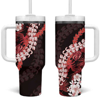 Ulaula Aloha Hawaii Lei Tumbler With Handle Tropical Flowers Elegant Vibe - Polynesian Pride