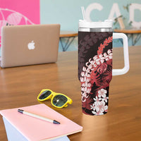 Ulaula Aloha Hawaii Lei Tumbler With Handle Tropical Flowers Elegant Vibe - Polynesian Pride