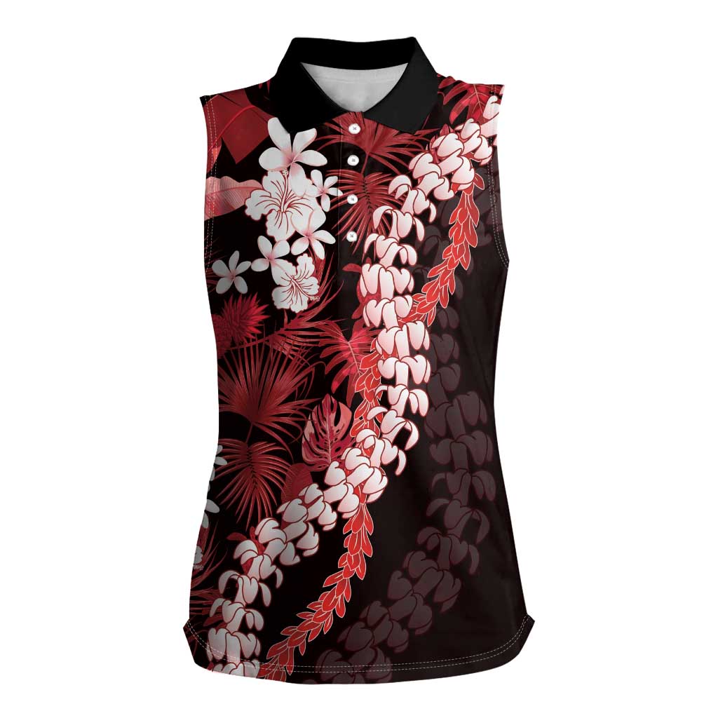 Ulaula Aloha Hawaii Lei Women Sleeveless Polo Shirt Tropical Flowers Elegant Vibe - Polynesian Pride