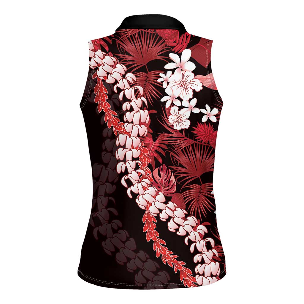Ulaula Aloha Hawaii Lei Women Sleeveless Polo Shirt Tropical Flowers Elegant Vibe - Polynesian Pride