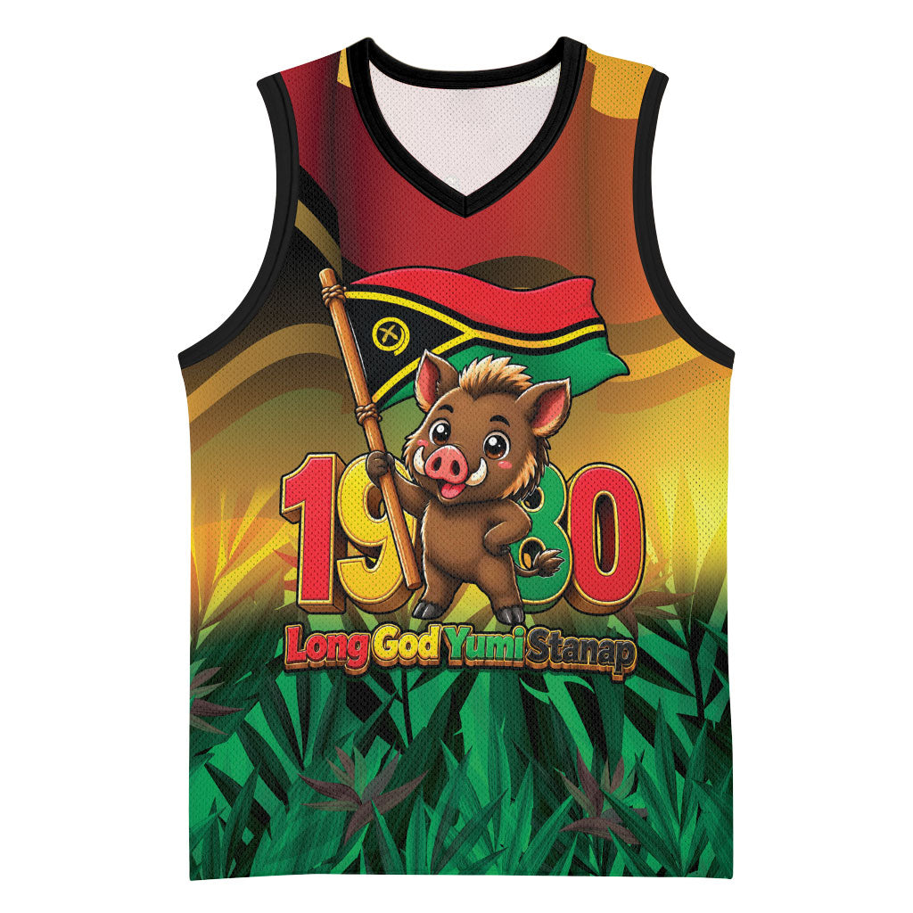 Vanuatu Independence Day Basketball Jersey Chibi Boar Proud To Be A Ni-Van LT14 Unisex Multicolor - Polynesian Pride