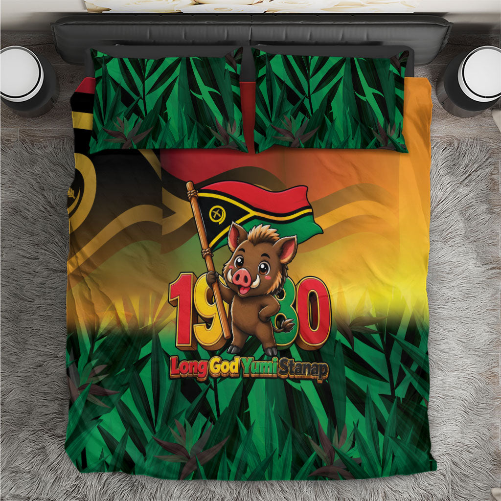 Vanuatu Independence Day Bedding Set Chibi Boar Proud To Be A Ni-Van LT14 Multicolor - Polynesian Pride