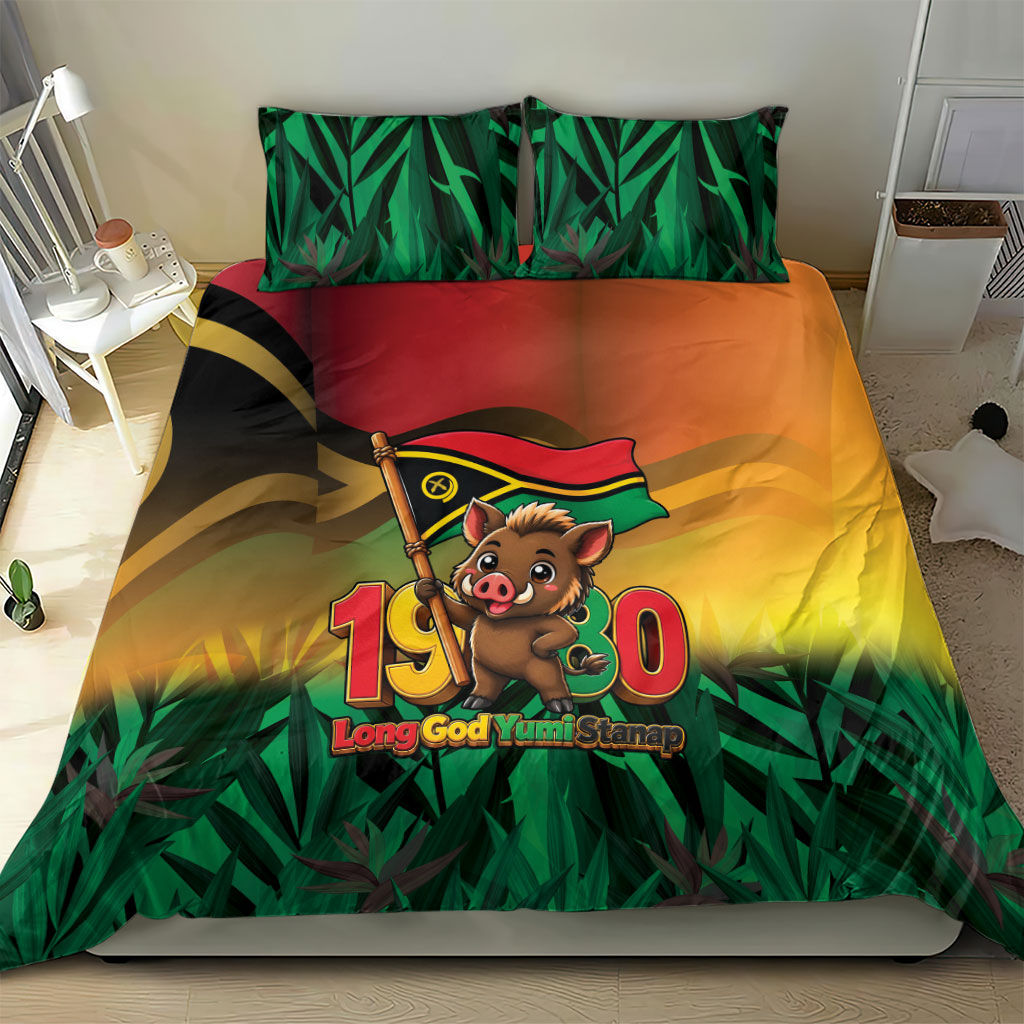 Vanuatu Independence Day Bedding Set Chibi Boar Proud To Be A Ni-Van LT14 - Polynesian Pride