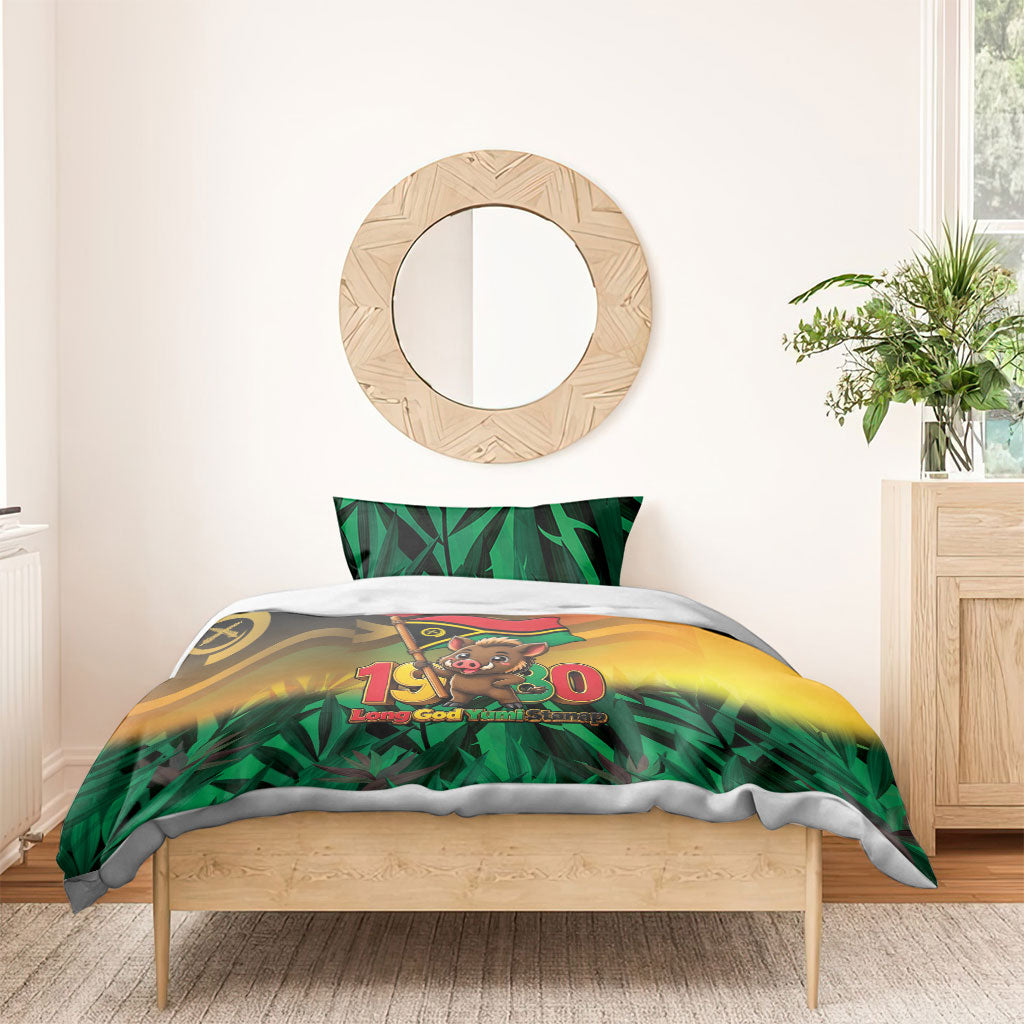 Vanuatu Independence Day Bedding Set Chibi Boar Proud To Be A Ni-Van LT14 - Polynesian Pride