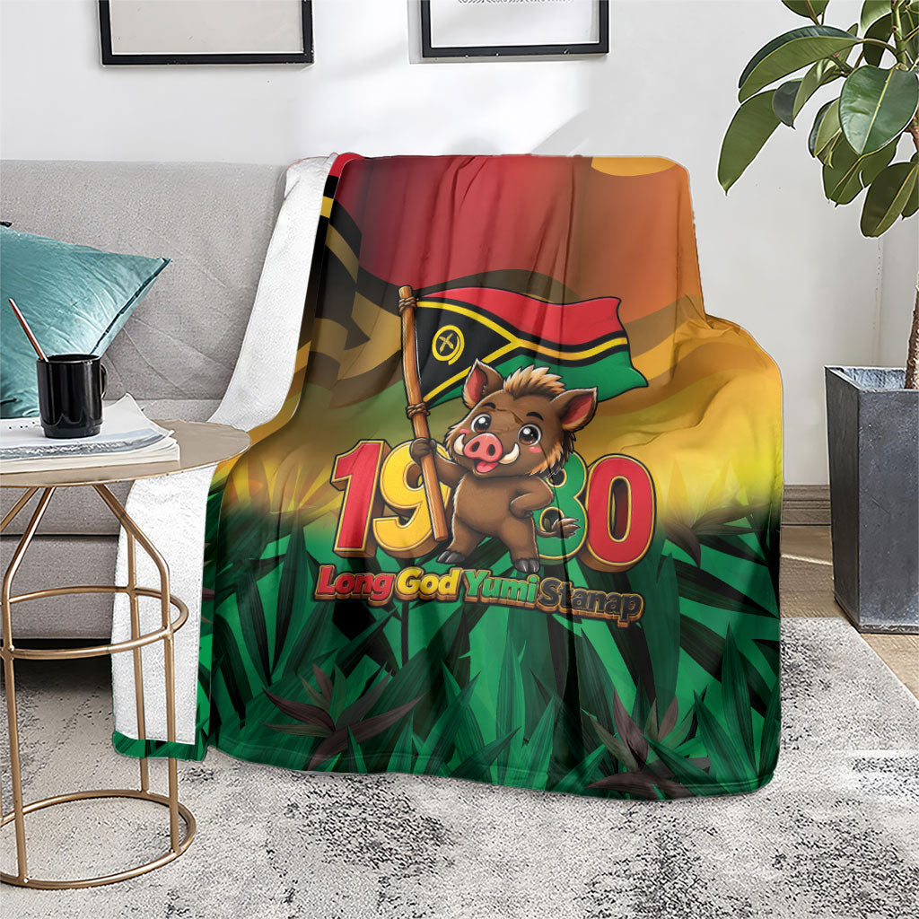 Vanuatu Independence Day Blanket Chibi Boar Proud To Be A Ni-Van LT14 - Polynesian Pride