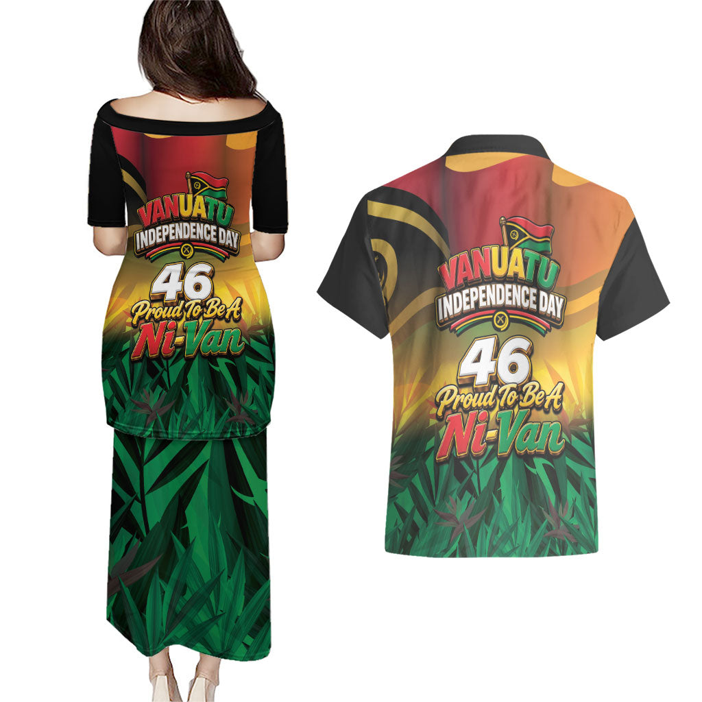 Vanuatu Independence Day Couples Matching Puletasi and Hawaiian Shirt Chibi Boar Proud To Be A Ni-Van LT14 - Polynesian Pride