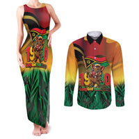 Vanuatu Independence Day Couples Matching Tank Maxi Dress and Long Sleeve Button Shirt Chibi Boar Proud To Be A Ni-Van LT14 Multicolor - Polynesian Pride