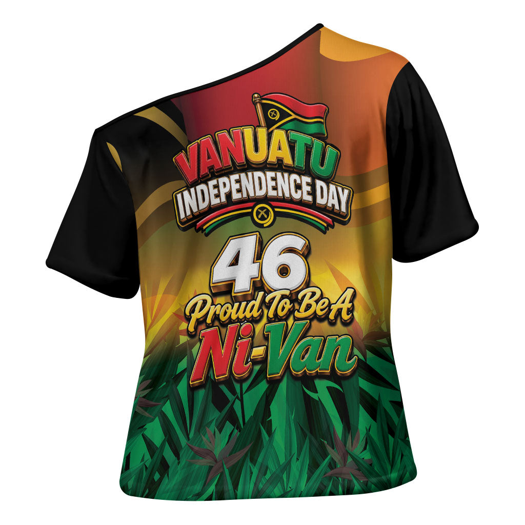 Vanuatu Independence Day Cross Shoulder Shirt Chibi Boar Proud To Be A Ni-Van LT14 - Polynesian Pride