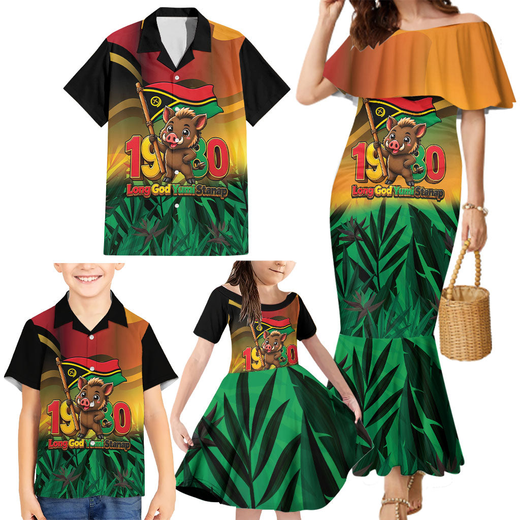 Vanuatu Independence Day Family Matching Mermaid Dress and Hawaiian Shirt Chibi Boar Proud To Be A Ni-Van LT14 - Polynesian Pride
