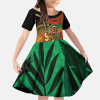 Vanuatu Independence Day Family Matching Short Sleeve Bodycon Dress and Hawaiian Shirt Chibi Boar Proud To Be A Ni-Van LT14 Daughter's Dress Multicolor - Polynesian Pride