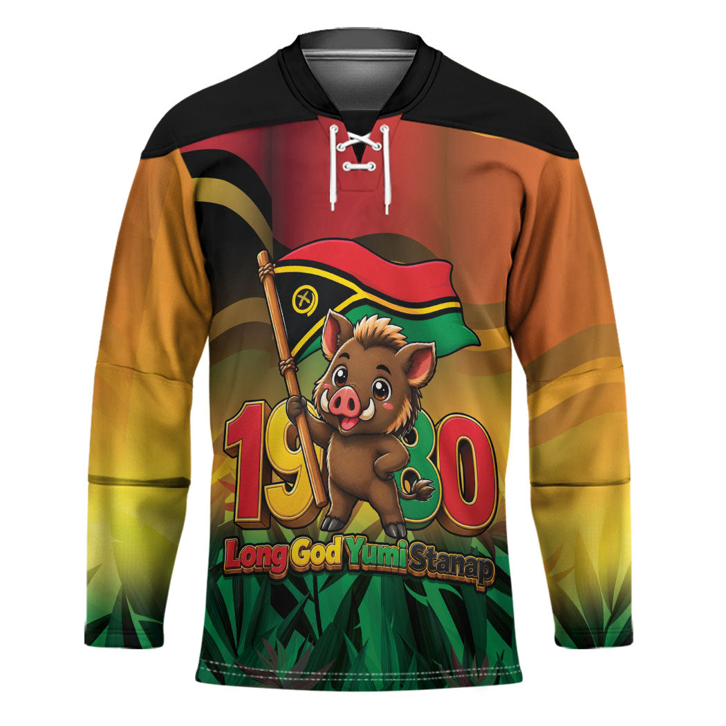 Vanuatu Independence Day Hockey Jersey Chibi Boar Proud To Be A Ni-Van LT14 Unisex Multicolor - Polynesian Pride