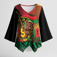 Vanuatu Independence Day Kimono Sleeve Blouse Chibi Boar Proud To Be A Ni-Van LT14 Female Multicolor - Polynesian Pride