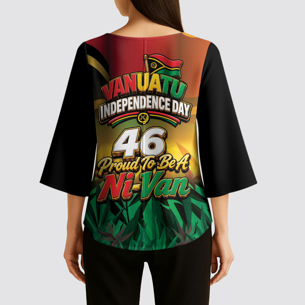 Vanuatu Independence Day Kimono Sleeve Blouse Chibi Boar Proud To Be A Ni-Van LT14 - Polynesian Pride