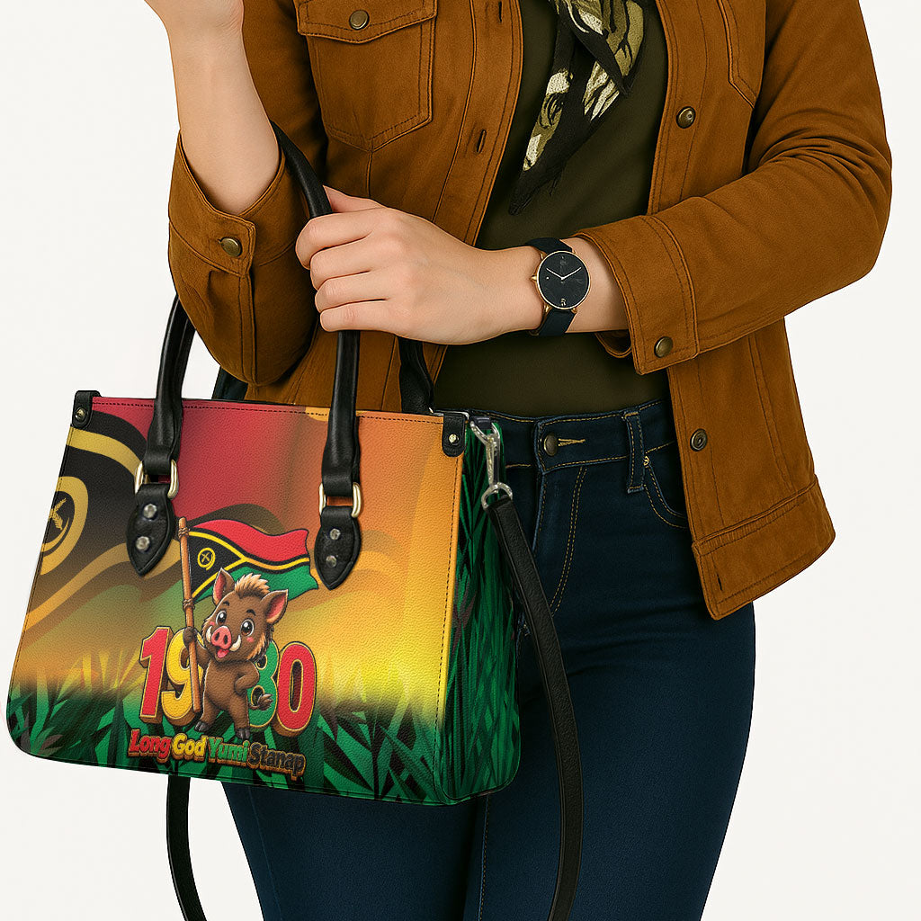 Vanuatu Independence Day Leather Bag Chibi Boar Proud To Be A Ni-Van LT14 - Polynesian Pride