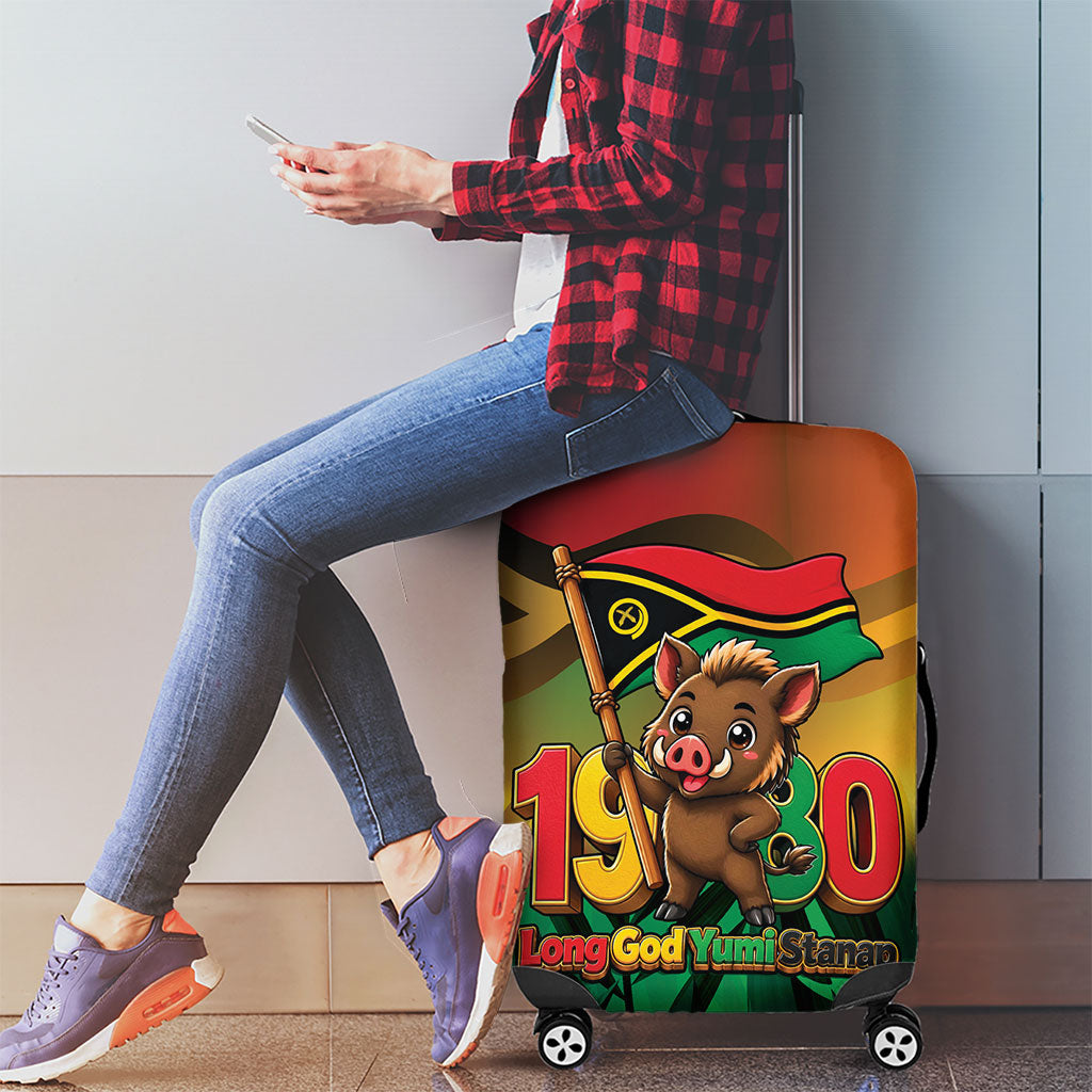 Vanuatu Independence Day Luggage Cover Chibi Boar Proud To Be A Ni-Van LT14 - Polynesian Pride