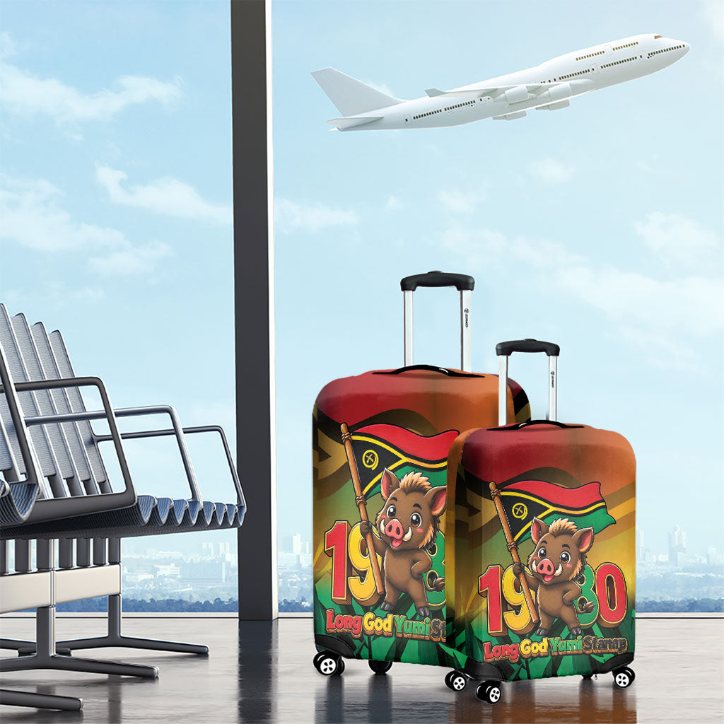 Vanuatu Independence Day Luggage Cover Chibi Boar Proud To Be A Ni-Van LT14 - Polynesian Pride