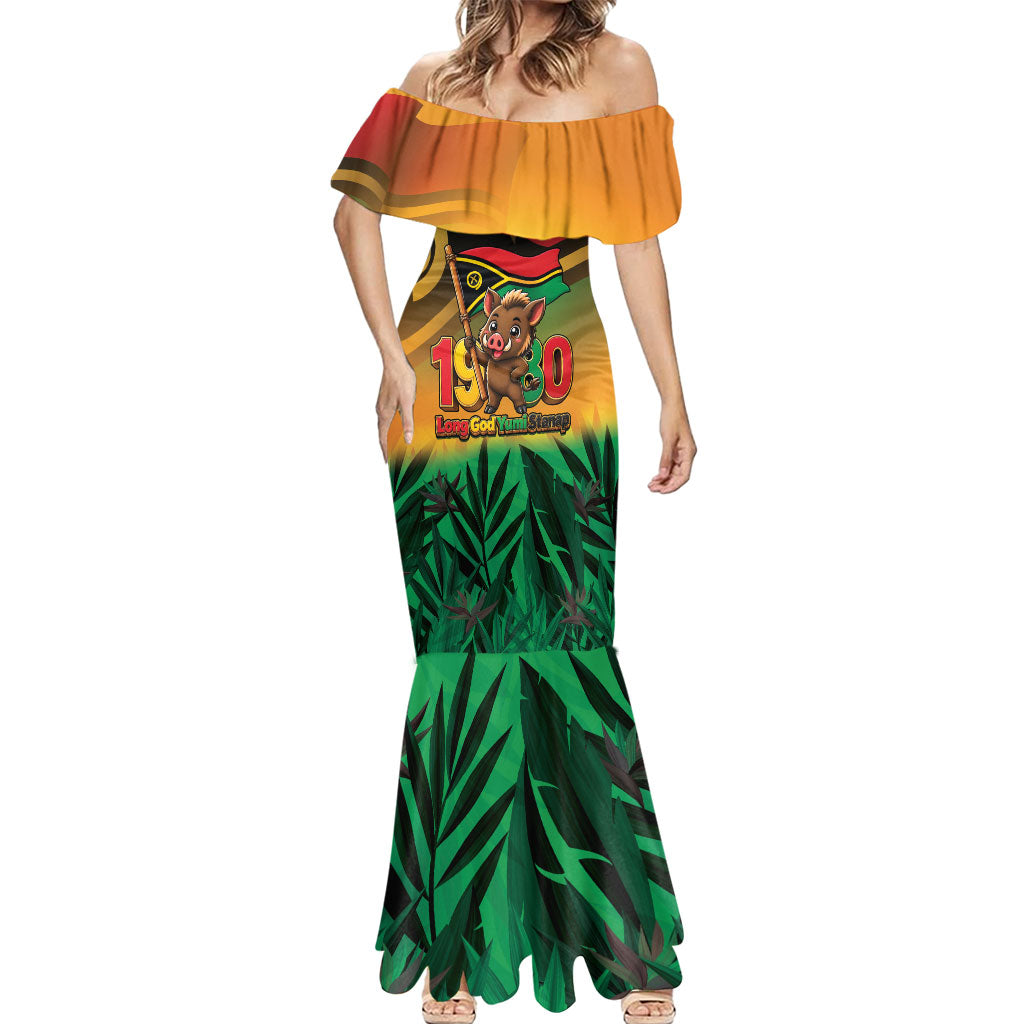 Vanuatu Independence Day Mermaid Dress Chibi Boar Proud To Be A Ni-Van LT14 - Polynesian Pride