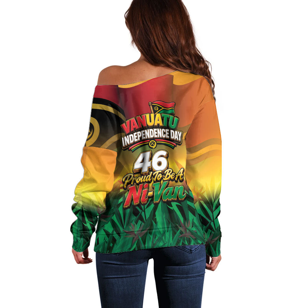 Vanuatu Independence Day Off Shoulder Sweater Chibi Boar Proud To Be A Ni-Van LT14 - Polynesian Pride