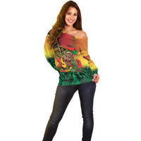 Vanuatu Independence Day Off Shoulder Sweater Chibi Boar Proud To Be A Ni-Van LT14 - Polynesian Pride