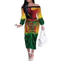 Vanuatu Independence Day Off The Shoulder Long Sleeve Dress Chibi Boar Proud To Be A Ni-Van LT14 Women Multicolor - Polynesian Pride