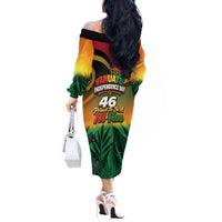 Vanuatu Independence Day Off The Shoulder Long Sleeve Dress Chibi Boar Proud To Be A Ni-Van LT14 - Polynesian Pride