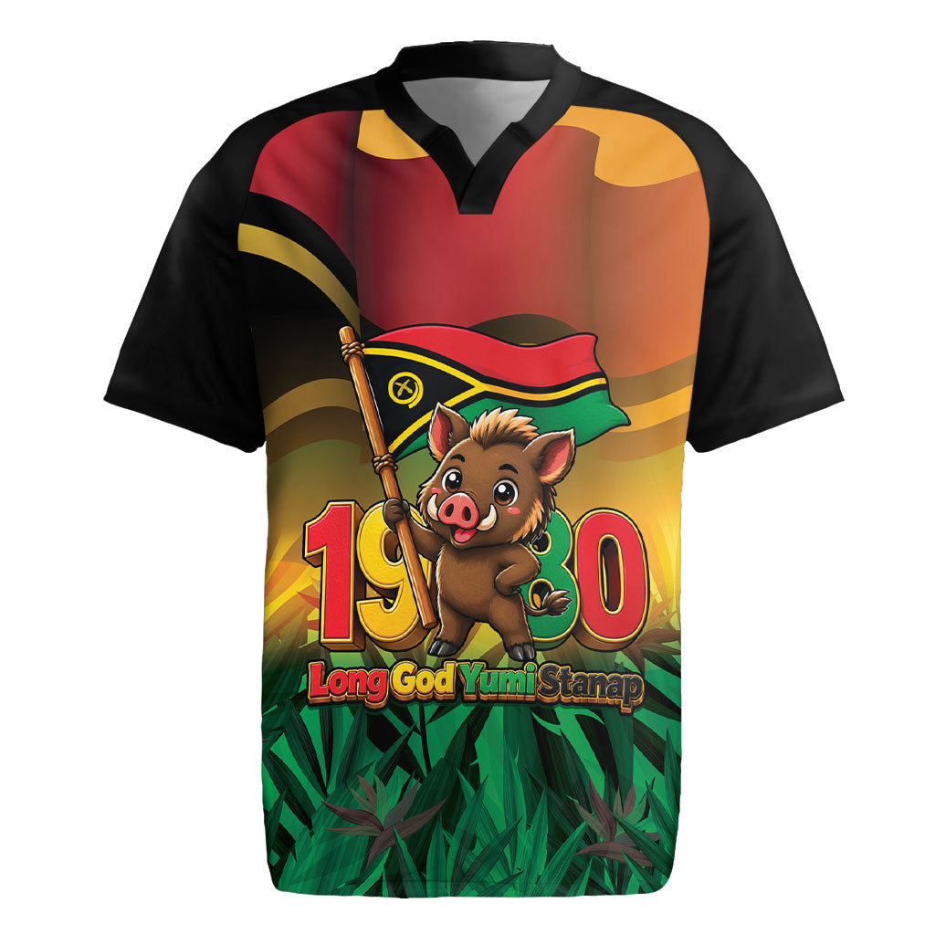 Vanuatu Independence Day Rugby Jersey Chibi Boar Proud To Be A Ni-Van LT14 Multicolor - Polynesian Pride