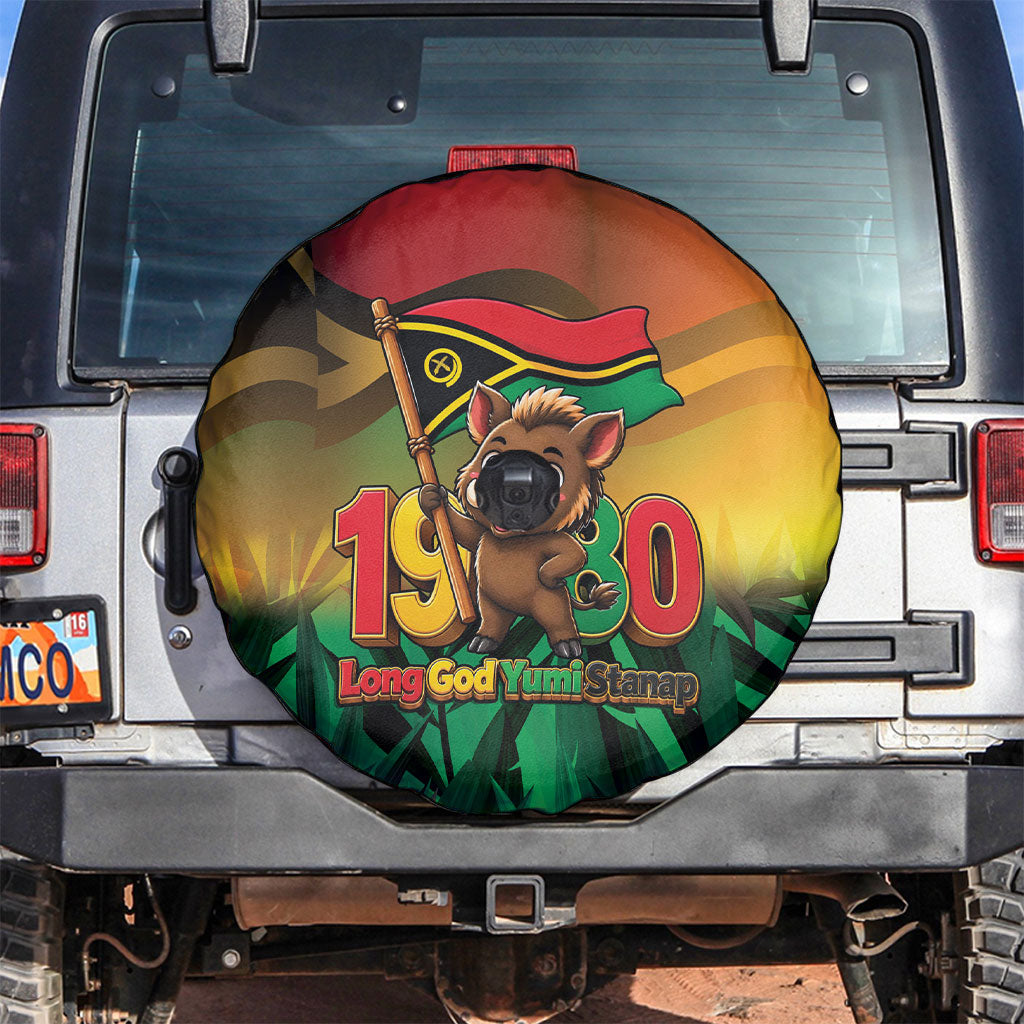 Vanuatu Independence Day Spare Tire Cover Chibi Boar Proud To Be A Ni-Van LT14 Multicolor - Polynesian Pride