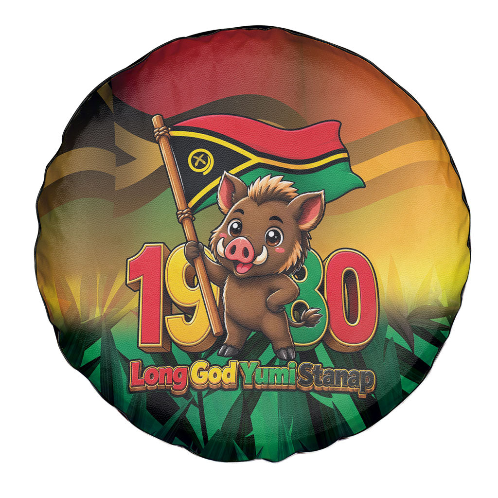 Vanuatu Independence Day Spare Tire Cover Chibi Boar Proud To Be A Ni-Van LT14 - Polynesian Pride