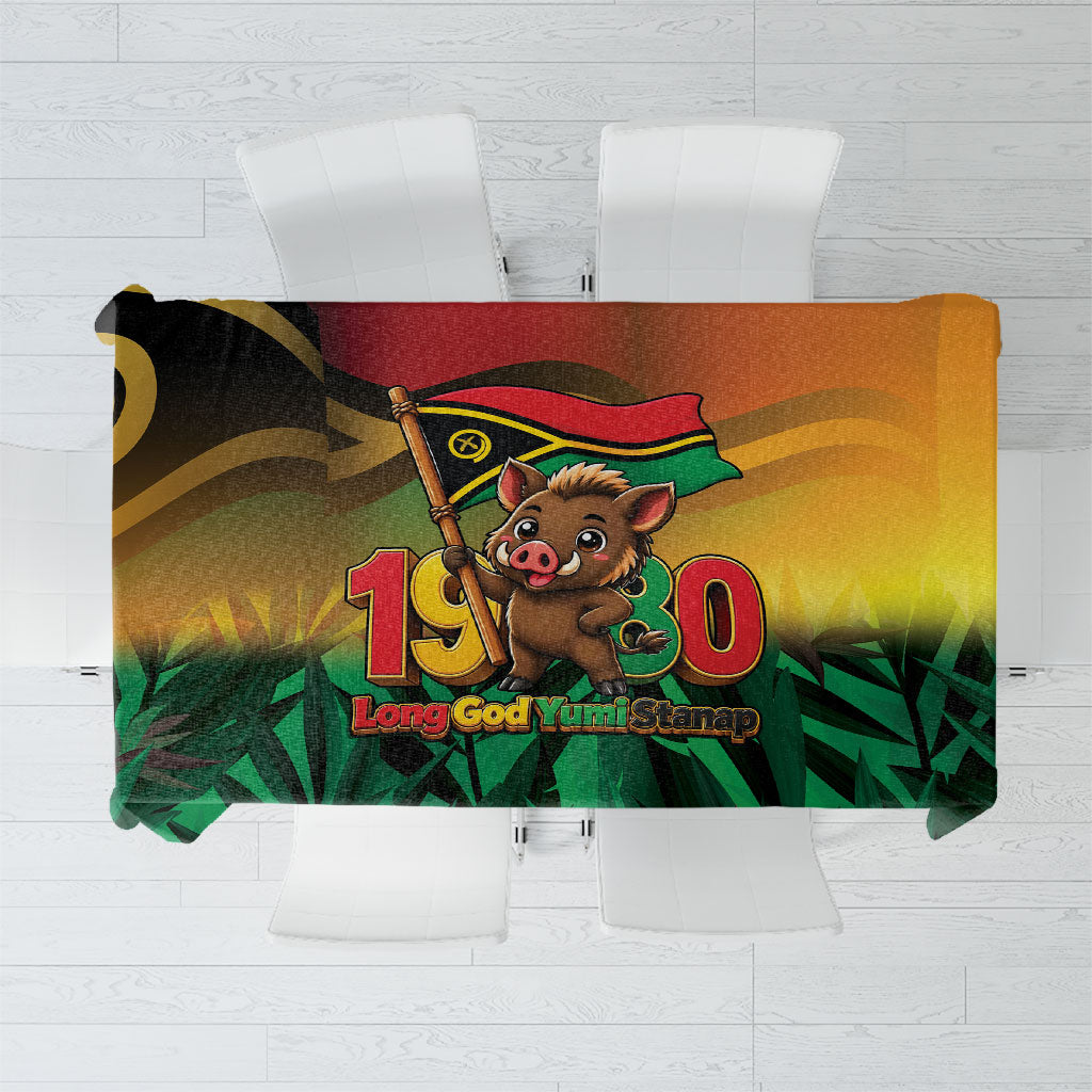 Vanuatu Independence Day Tablecloth Chibi Boar Proud To Be A Ni-Van LT14 Multicolor - Polynesian Pride