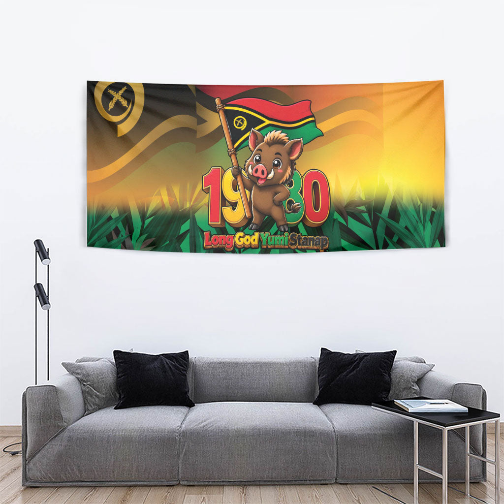 Vanuatu Independence Day Tapestry Chibi Boar Proud To Be A Ni-Van LT14 - Polynesian Pride