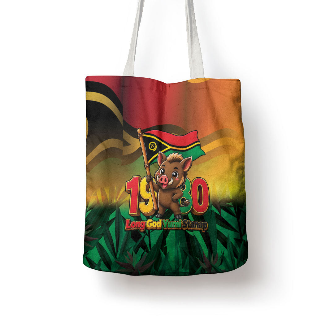 Vanuatu Independence Day Tote Bag Chibi Boar Proud To Be A Ni-Van LT14 - Polynesian Pride