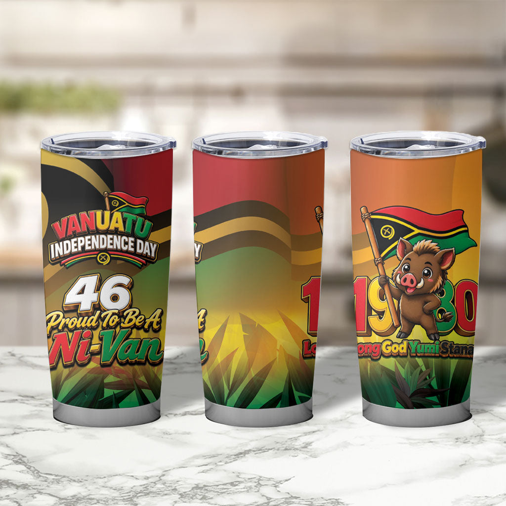 Vanuatu Independence Day Tumbler Cup Chibi Boar Proud To Be A Ni-Van LT14 - Polynesian Pride