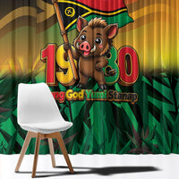 Vanuatu Independence Day Window Curtain Chibi Boar Proud To Be A Ni-Van LT14 - Polynesian Pride