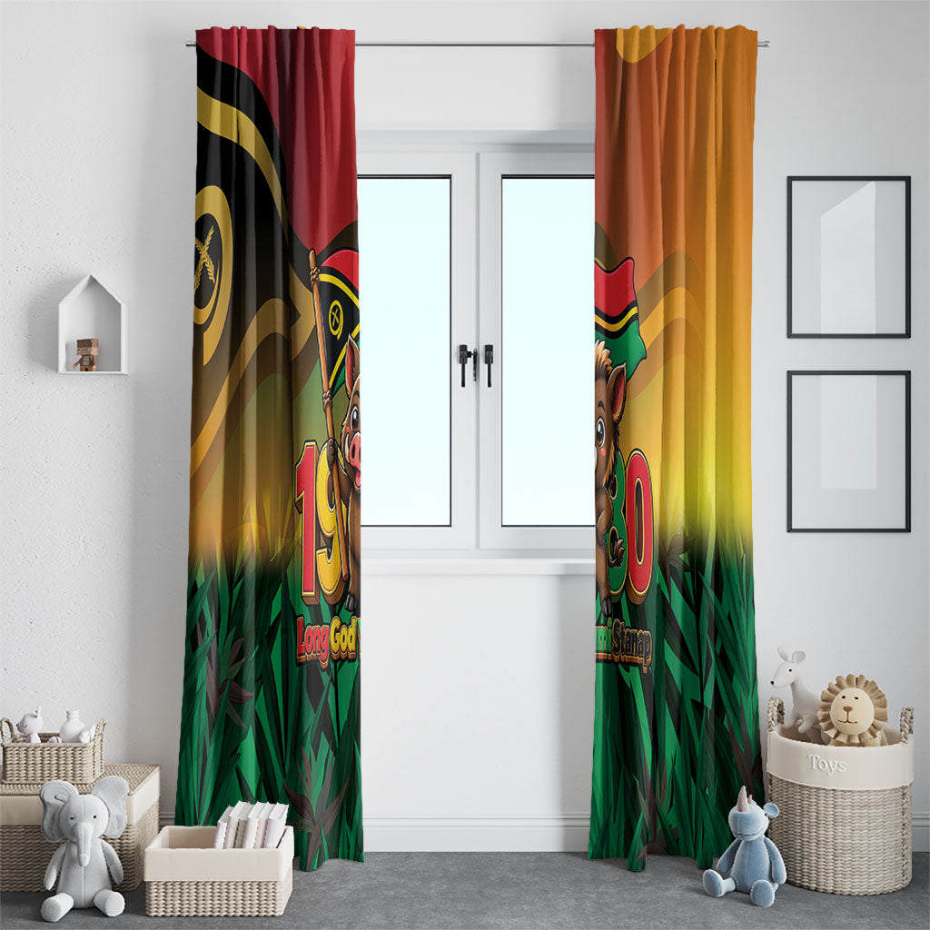 Vanuatu Independence Day Window Curtain Chibi Boar Proud To Be A Ni-Van LT14 - Polynesian Pride