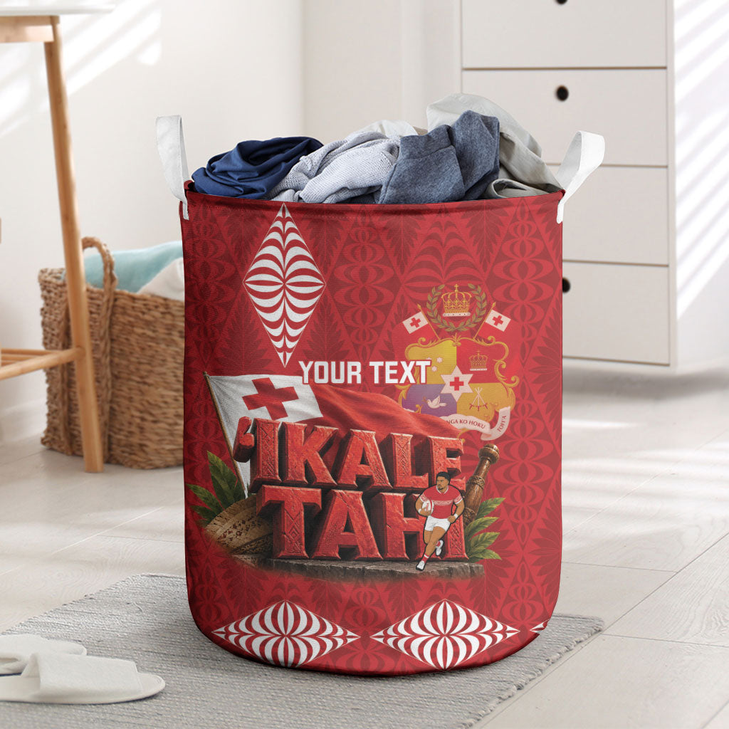 Tonga Rugby Custom Laundry Basket 2026 Go Ikale Tahi Ngatu Pattern LT14 Red - Polynesian Pride