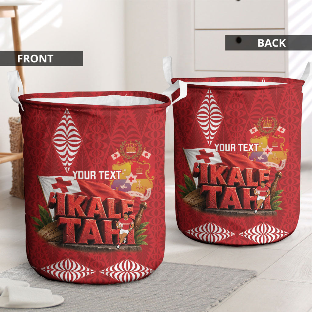 Tonga Rugby Custom Laundry Basket 2026 Go Ikale Tahi Ngatu Pattern LT14 - Polynesian Pride