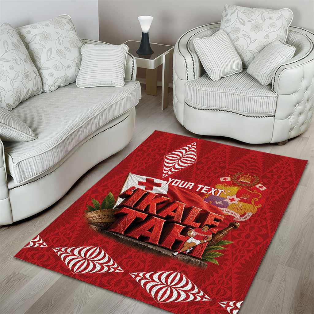 Tonga Rugby Custom Area Rug 2026 Go Ikale Tahi Ngatu Pattern LT14 - Polynesian Pride
