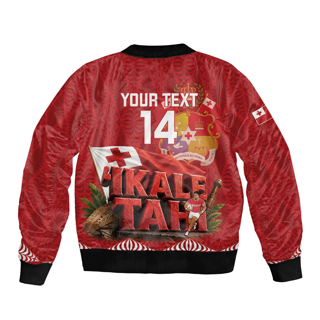 Tonga Rugby Custom Bomber Jacket 2026 Go Ikale Tahi Ngatu Pattern LT14 - Polynesian Pride
