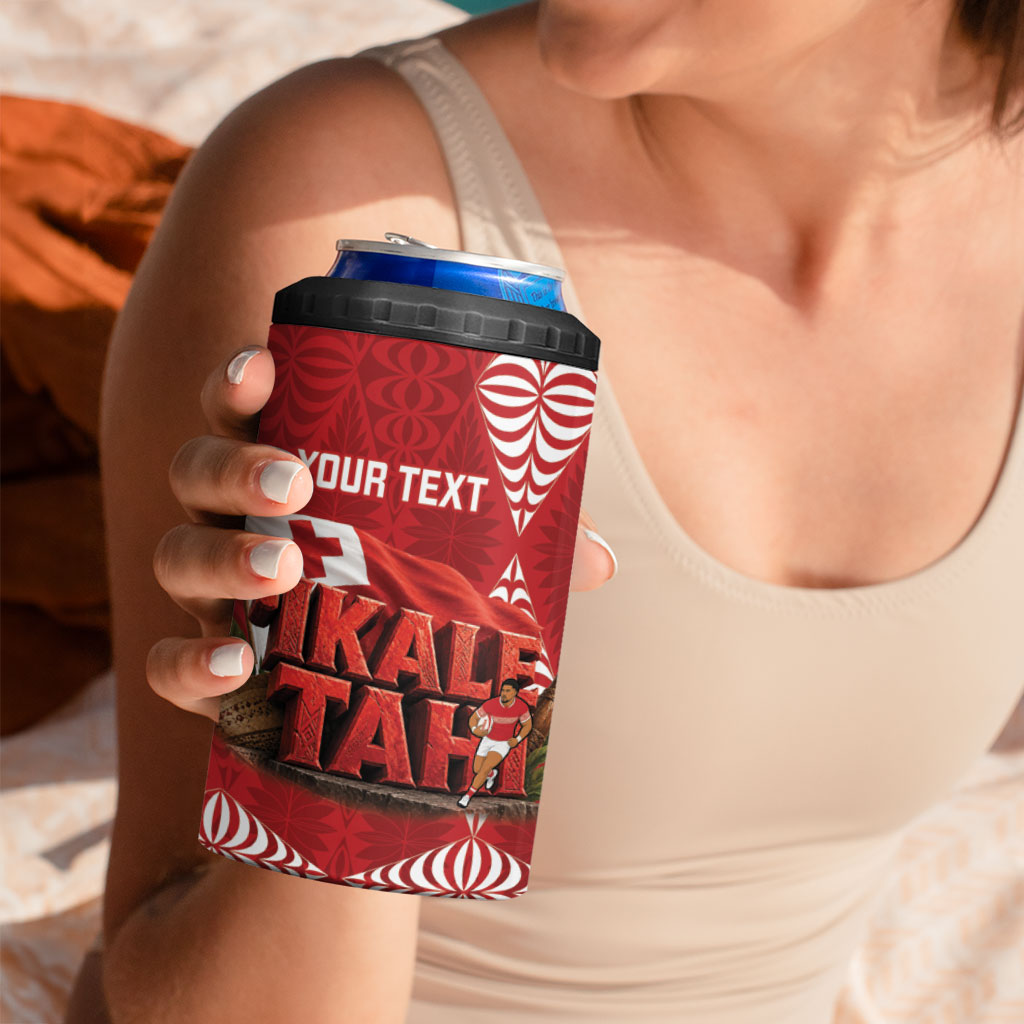 Tonga Rugby Custom 4 in 1 Can Cooler Tumbler 2026 Go Ikale Tahi Ngatu Pattern LT14 - Polynesian Pride