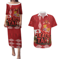 Tonga Rugby Custom Couples Matching Puletasi and Hawaiian Shirt 2026 Go Ikale Tahi Ngatu Pattern LT14 Red - Polynesian Pride