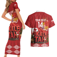 Tonga Rugby Custom Couples Matching Short Sleeve Bodycon Dress and Hawaiian Shirt 2026 Go Ikale Tahi Ngatu Pattern LT14 - Polynesian Pride