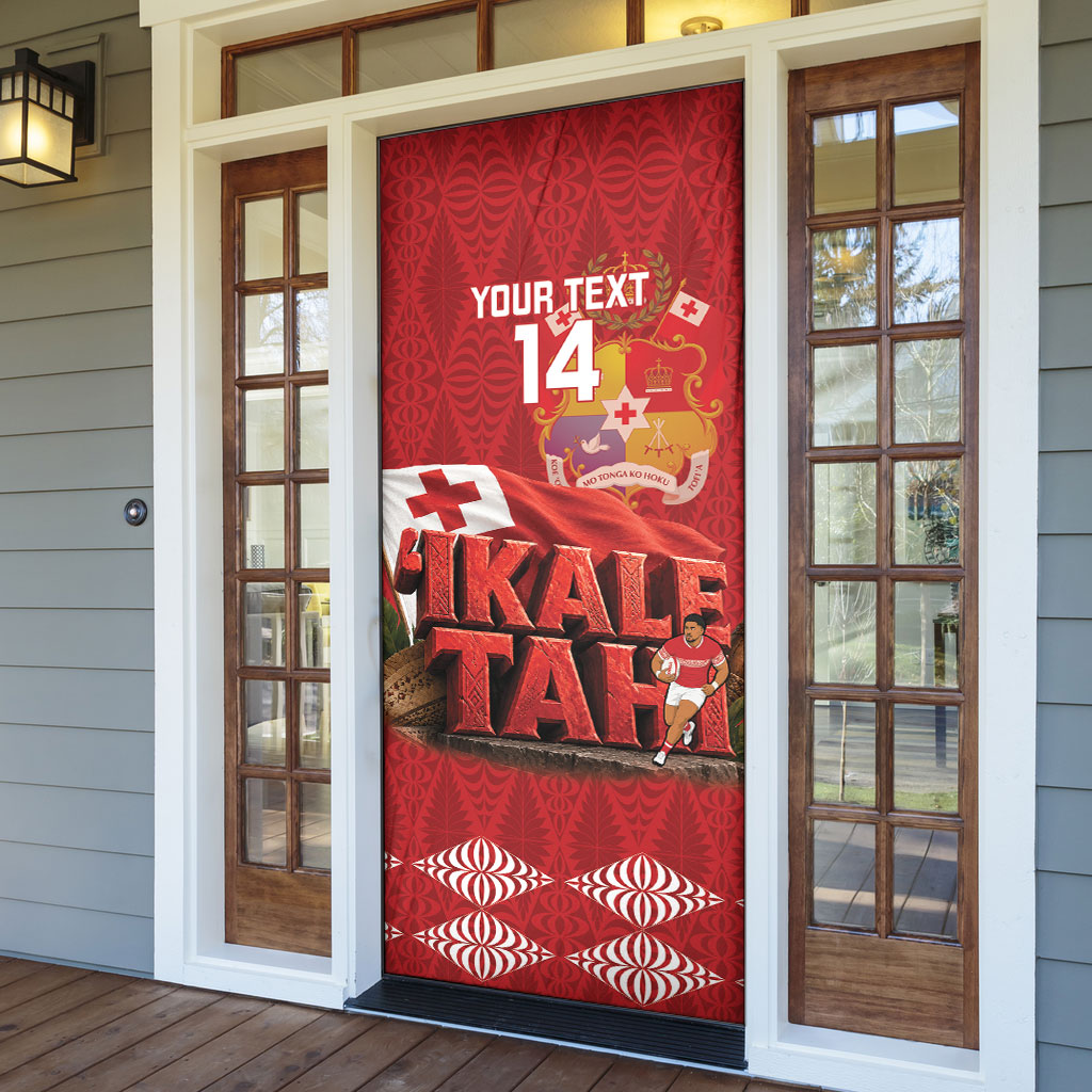 Tonga Rugby Custom Door Cover 2026 Go Ikale Tahi Ngatu Pattern LT14 - Polynesian Pride