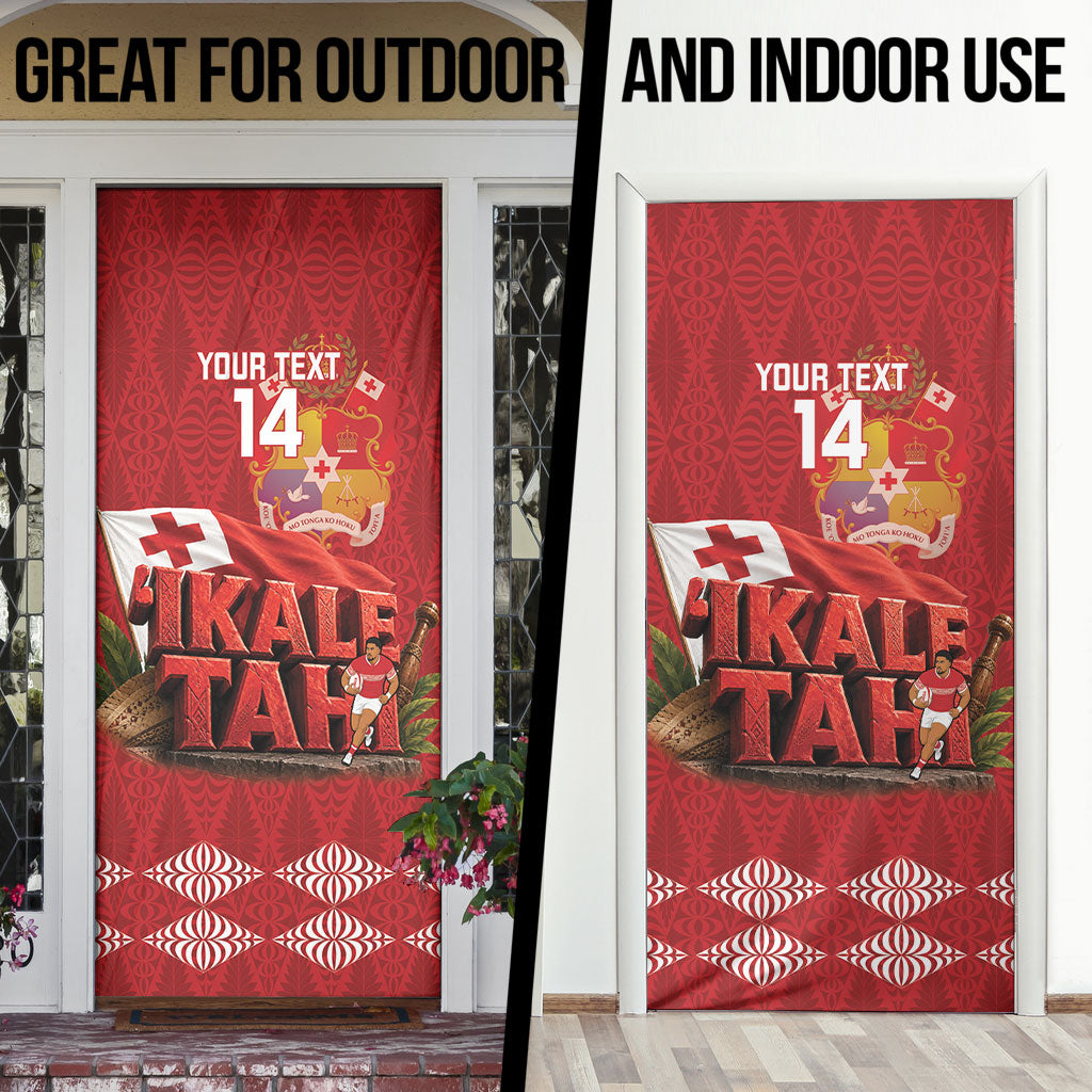 Tonga Rugby Custom Door Cover 2026 Go Ikale Tahi Ngatu Pattern LT14 - Polynesian Pride