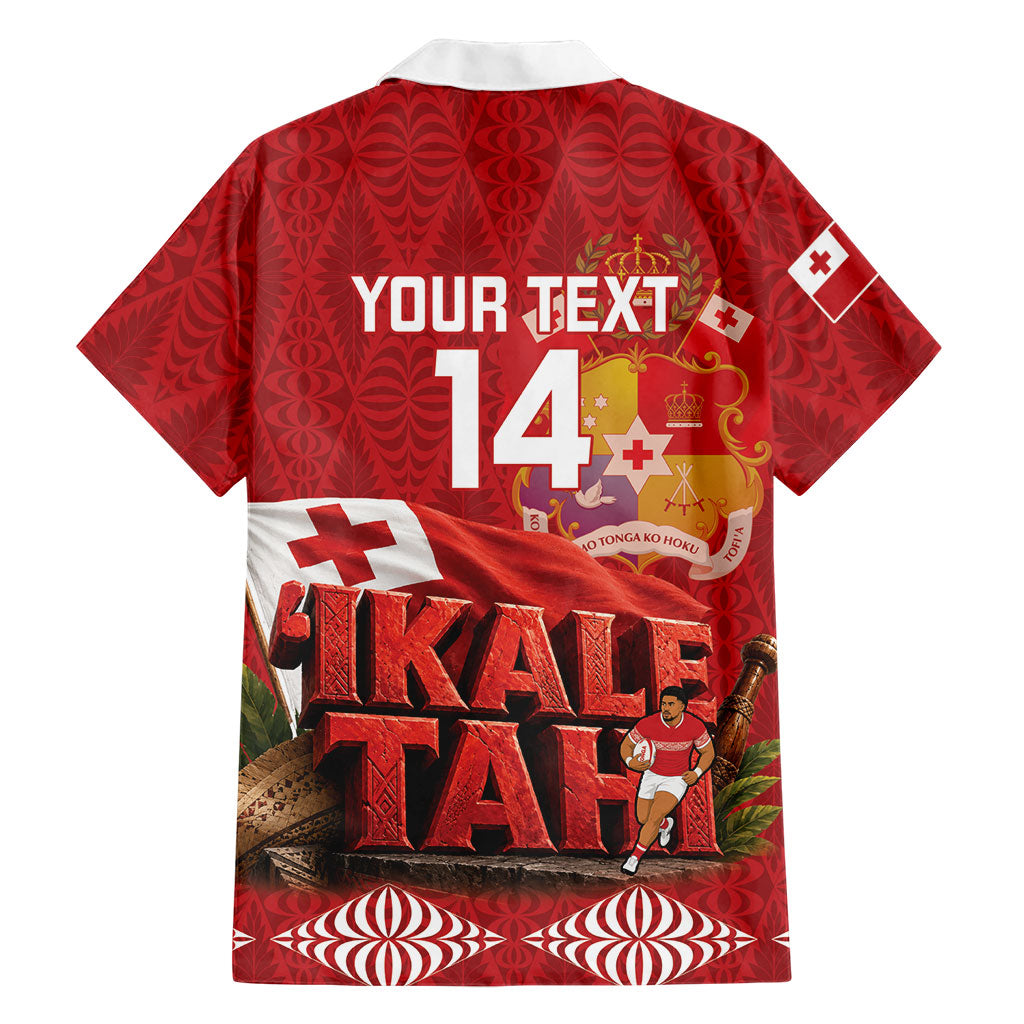 Tonga Rugby Custom Family Matching Off The Shoulder Long Sleeve Dress and Hawaiian Shirt 2026 Go Ikale Tahi Ngatu Pattern LT14 - Polynesian Pride