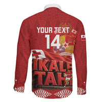 Tonga Rugby Custom Family Matching Off The Shoulder Long Sleeve Dress and Hawaiian Shirt 2026 Go Ikale Tahi Ngatu Pattern LT14 - Polynesian Pride